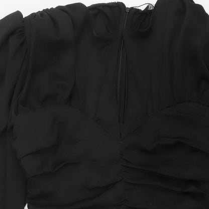 Zara Womens Black Polyester Mini Size M Round Neck Zip