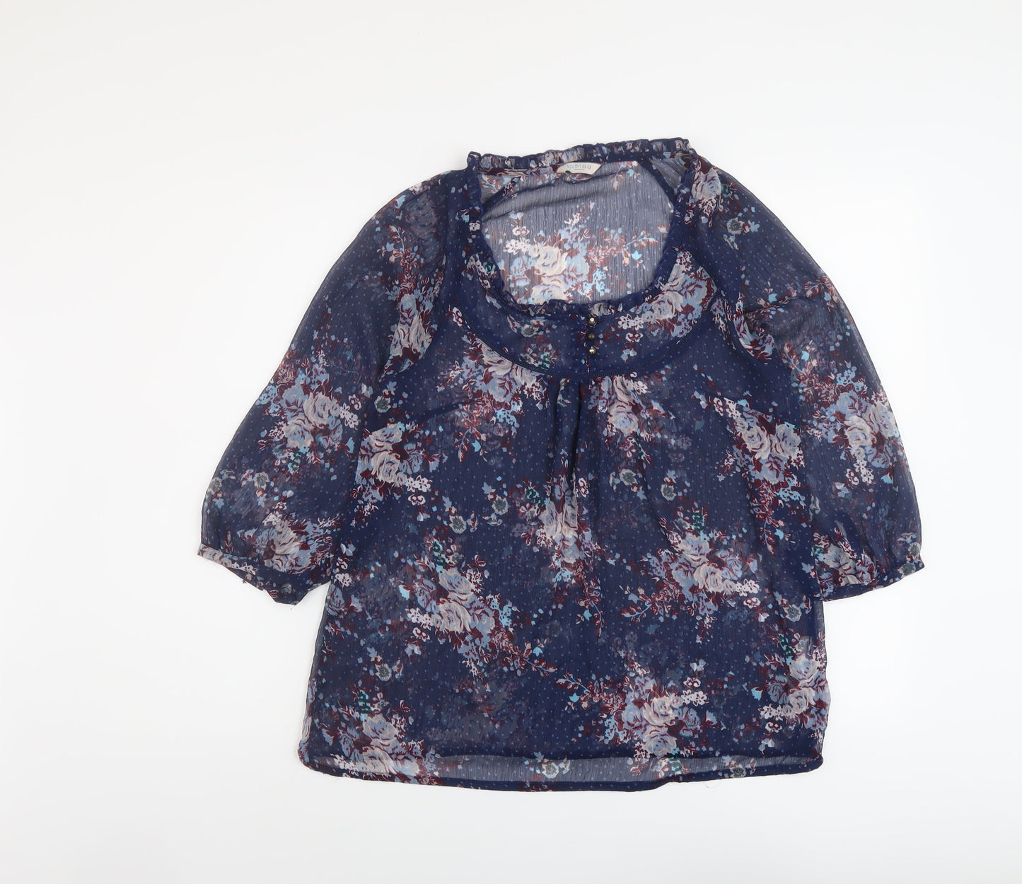 Womens UK Size 10 Indigo Blue Basic Blouse