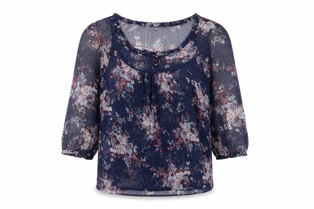 Womens UK Size 10 Indigo Blue Basic Blouse