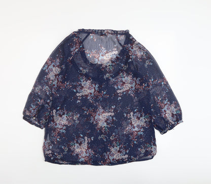 Womens UK Size 10 Indigo Blue Basic Blouse