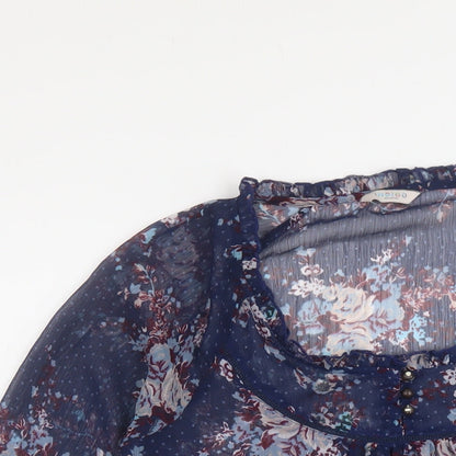 Womens UK Size 10 Indigo Blue Basic Blouse