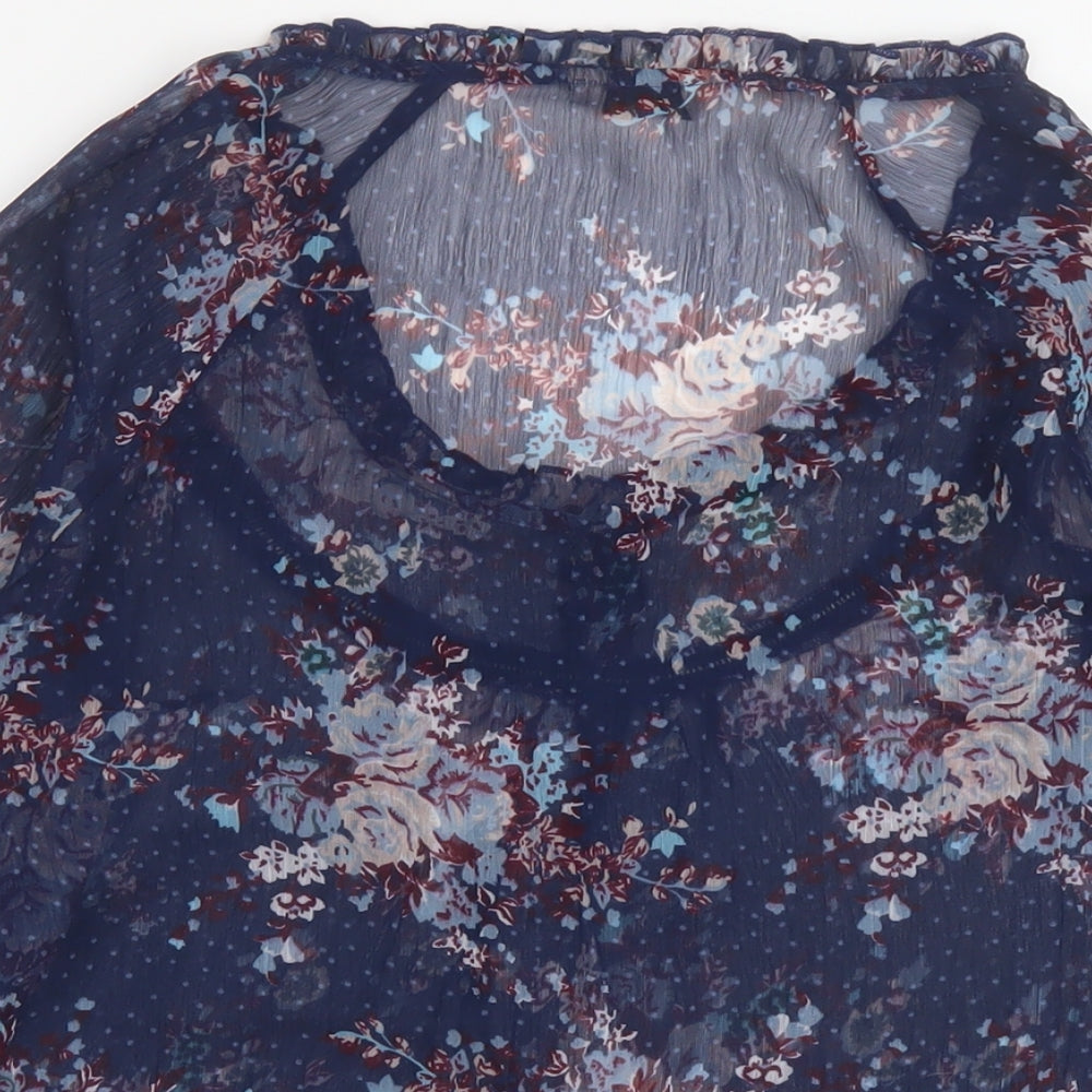 Womens UK Size 10 Indigo Blue Basic Blouse