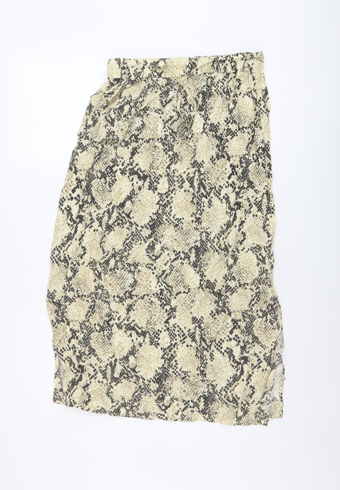 Marks and Spencer Womens Beige Animal Print Polyester A-Line Skirt Size 10 Drawstring