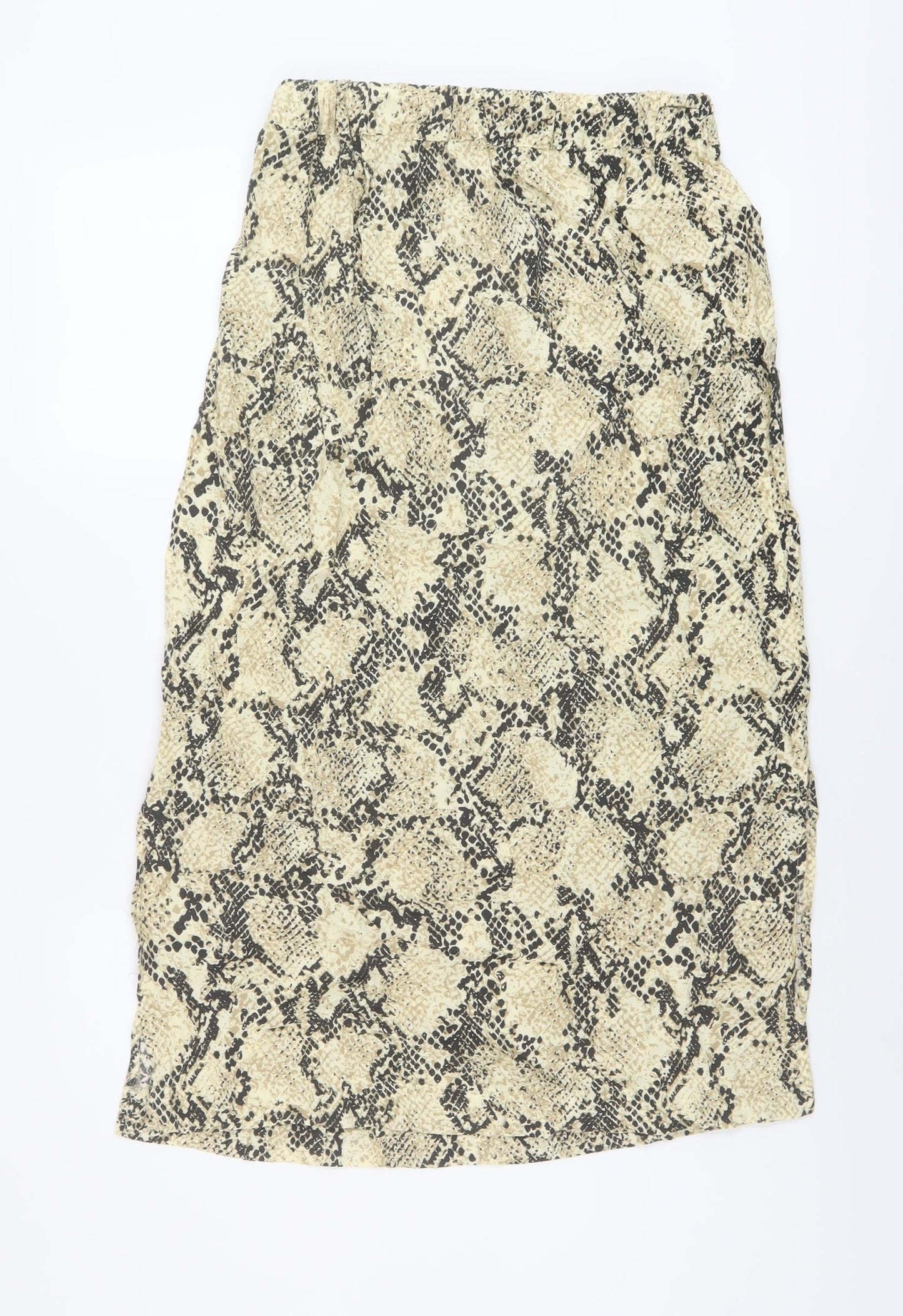 Marks and Spencer Womens Beige Animal Print Polyester A-Line Skirt Size 10 Drawstring