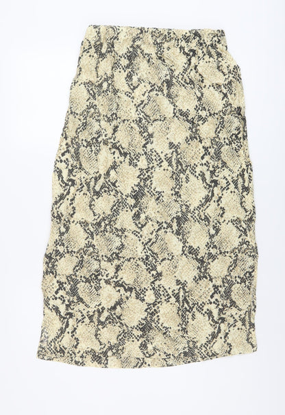 Marks and Spencer Womens Beige Animal Print Polyester A-Line Skirt Size 10 Drawstring