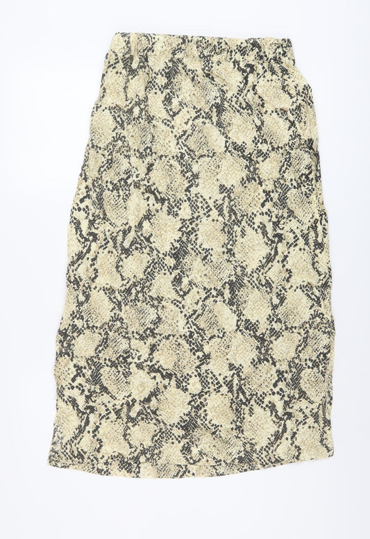 Marks and Spencer Womens Beige Animal Print Polyester A-Line Skirt Size 10 Drawstring