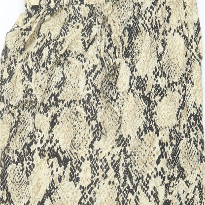 Marks and Spencer Womens Beige Animal Print Polyester A-Line Skirt Size 10 Drawstring