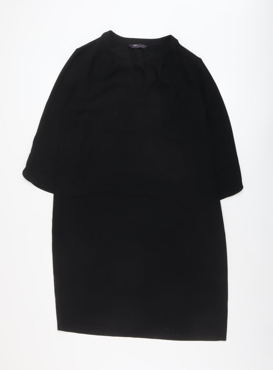 Marks and Spencer Womens Black Polyester A-Line Size 12 V-Neck Pullover