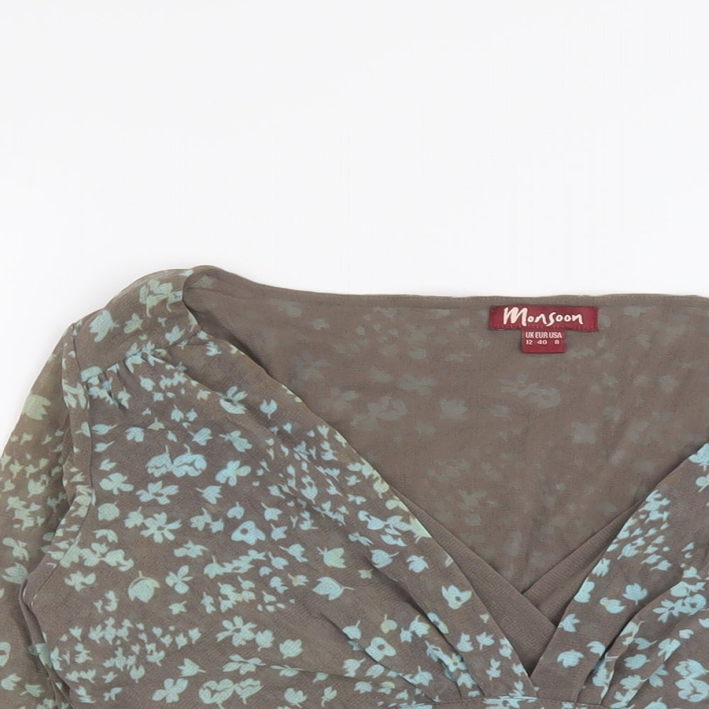 Womens UK Size 12 Monsoon Brown Basic Blouse