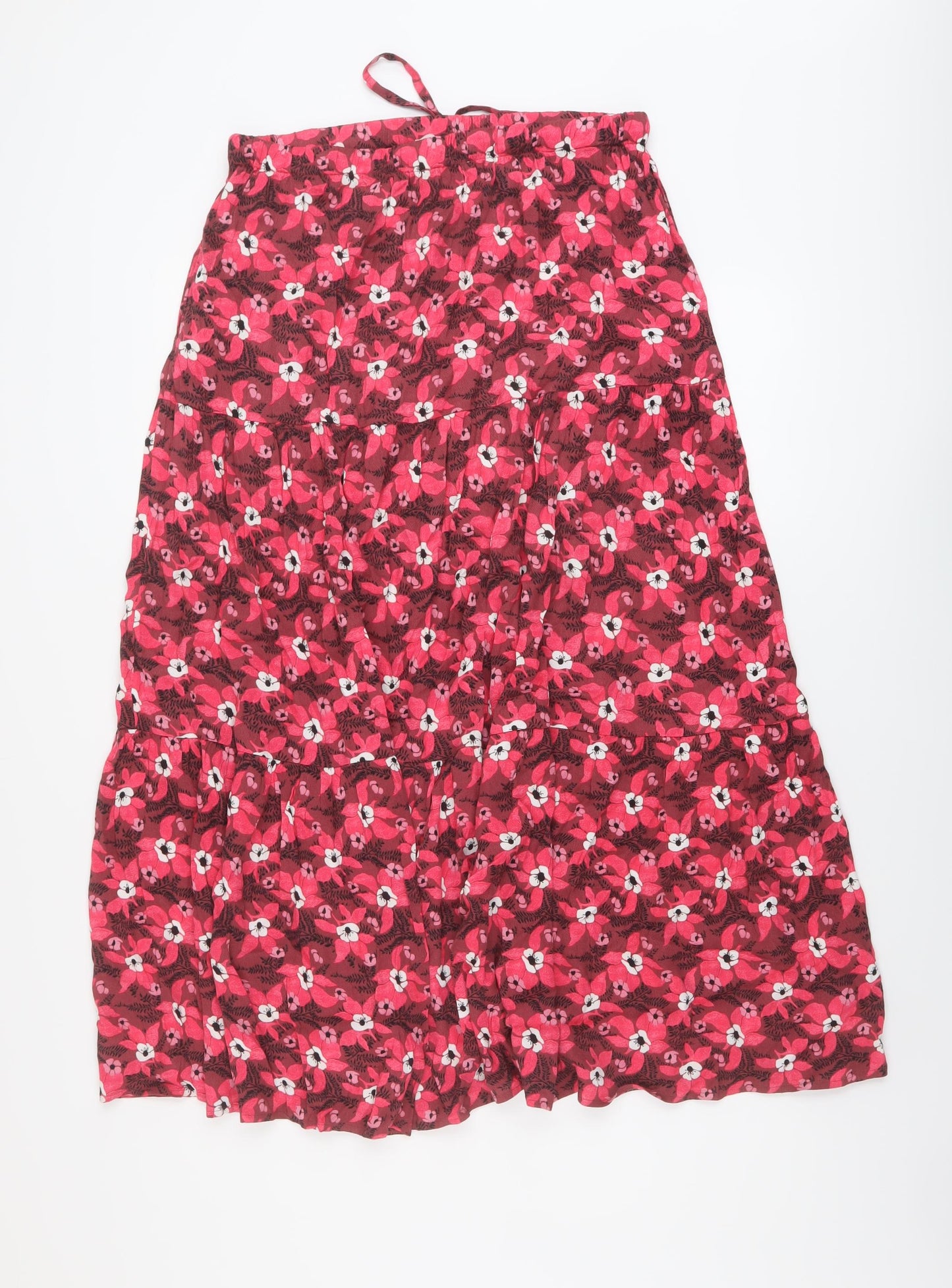 Per Una Womens Pink Floral Viscose A-Line Skirt Size 12 Drawstring