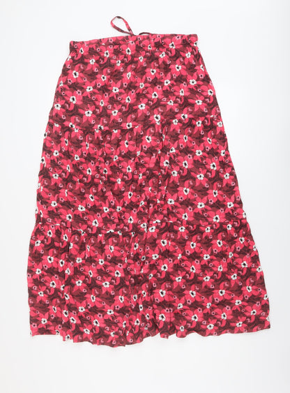 Per Una Womens Pink Floral Viscose A-Line Skirt Size 12 Drawstring