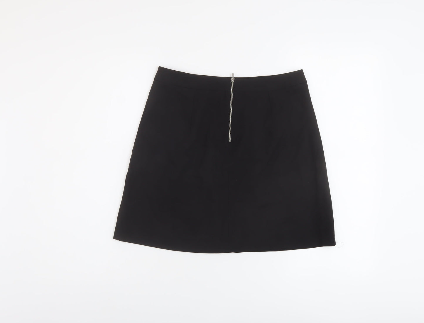 ASOS Womens Black Polyester A-Line Skirt Size 10 Zip