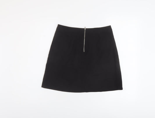 ASOS Womens Black Polyester A-Line Skirt Size 10 Zip