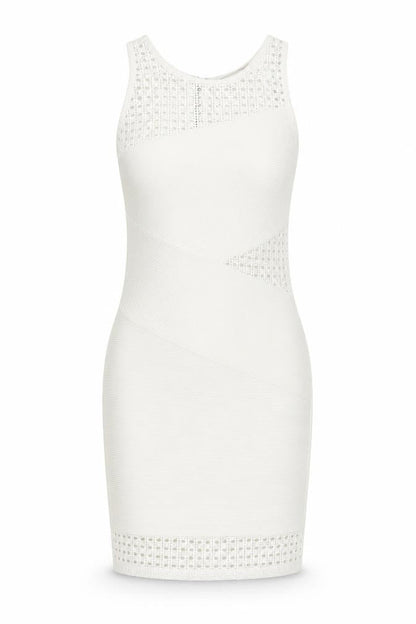 Miss Selfridge Womens Ivory Polyester Bodycon Size 8 Round Neck Zip