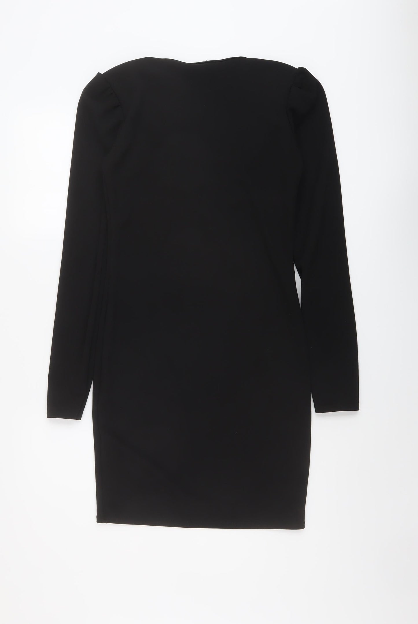 Fashionkilla Womens Black Polyester Bodycon Size 10 V-Neck Pullover