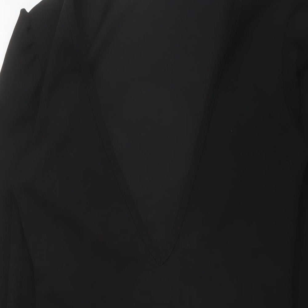 Fashionkilla Womens Black Polyester Bodycon Size 10 V-Neck Pullover
