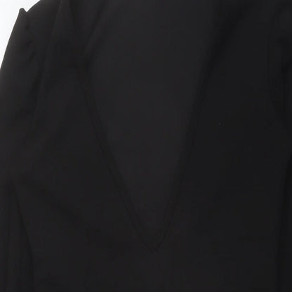 Fashionkilla Womens Black Polyester Bodycon Size 10 V-Neck Pullover