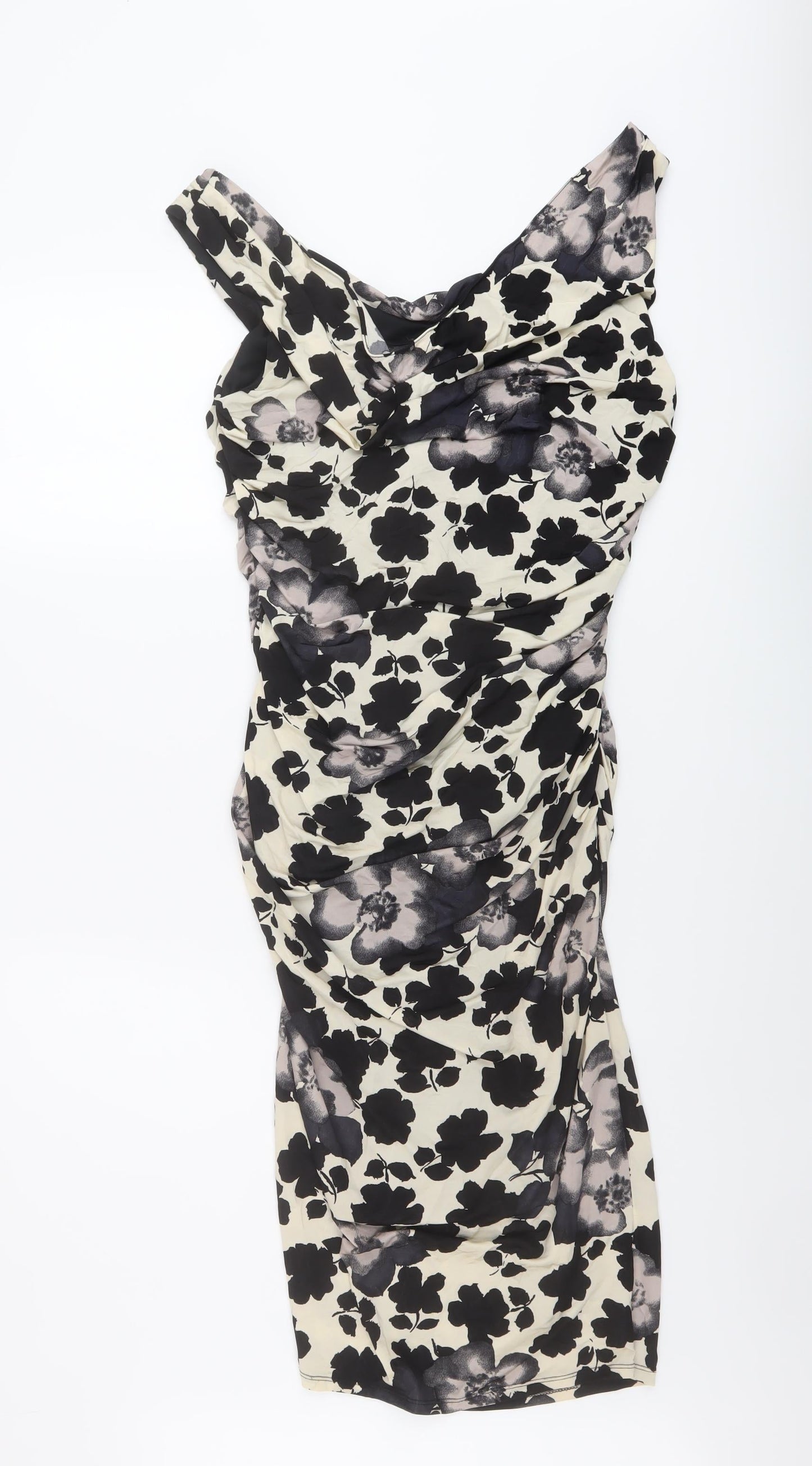 Phase Eight Womens Black Polyester Bodycon Size 12 Cowl Neck Pullover