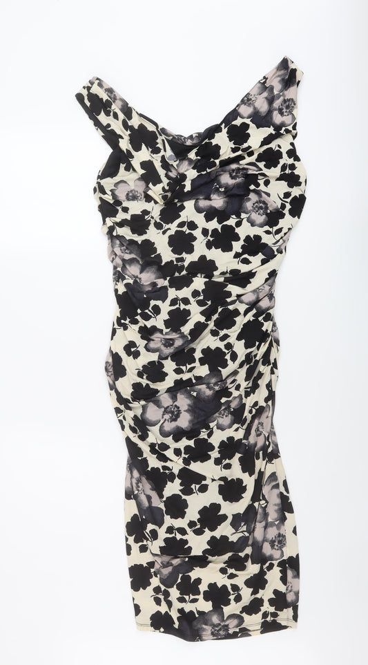 Phase Eight Womens Black Polyester Bodycon Size 12 Cowl Neck Pullover