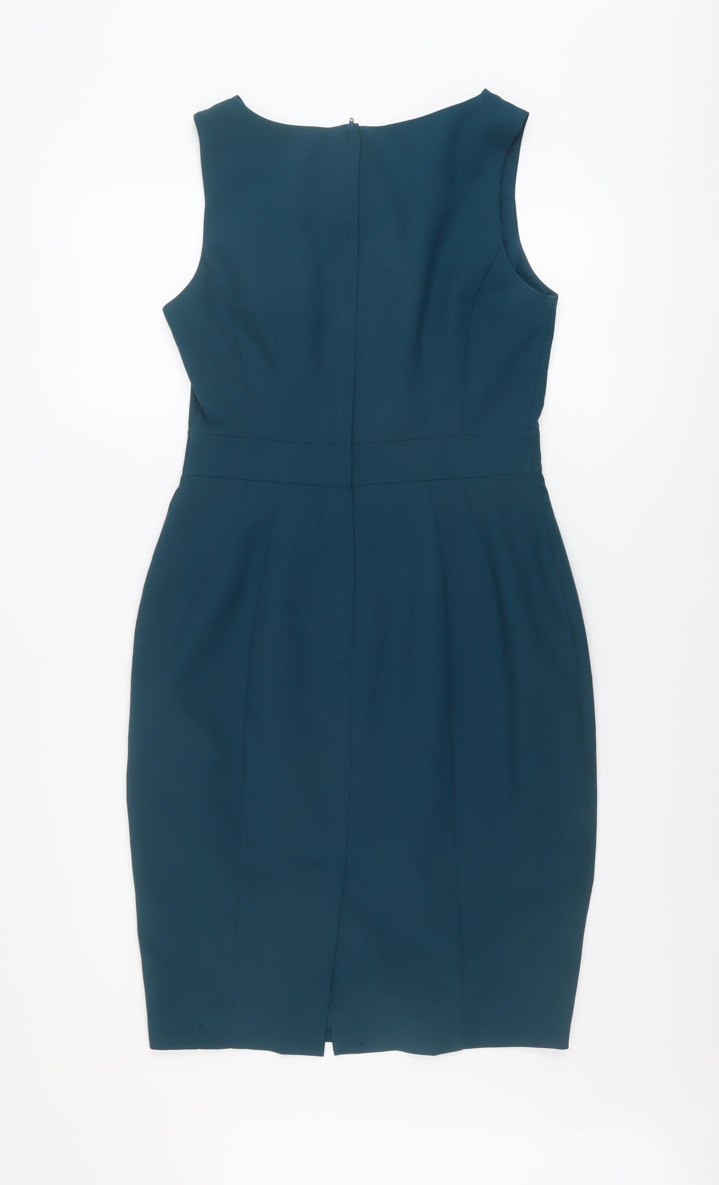 Dorothy Perkins Womens Green Polyester Sheath Size 12 Round Neck Zip