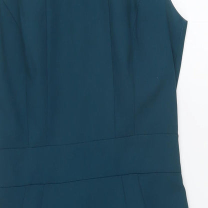 Dorothy Perkins Womens Green Polyester Sheath Size 12 Round Neck Zip