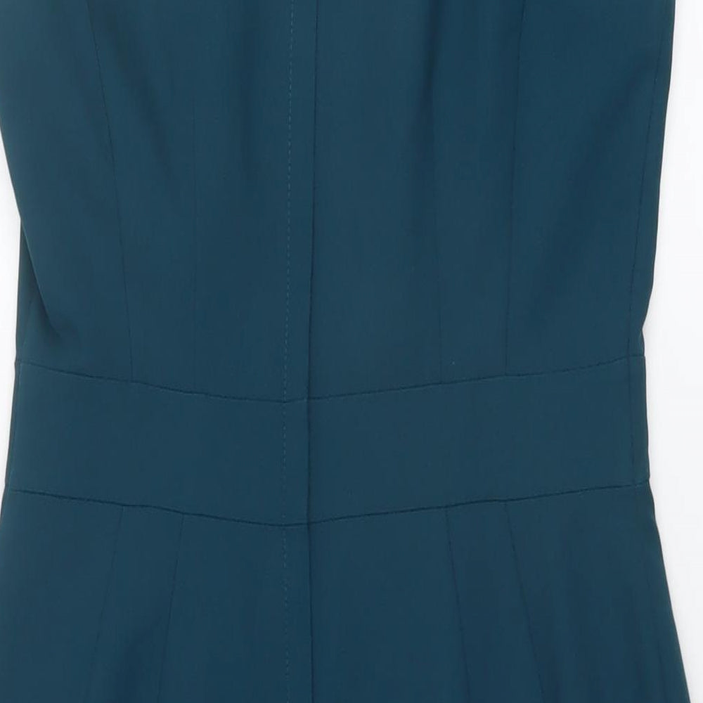 Dorothy Perkins Womens Green Polyester Sheath Size 12 Round Neck Zip