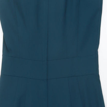 Dorothy Perkins Womens Green Polyester Sheath Size 12 Round Neck Zip