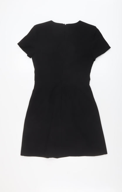 Warehouse Womens Black Polyester A-Line Size 8 Round Neck Zip