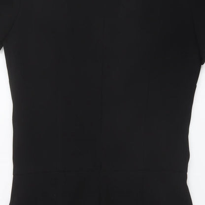 Warehouse Womens Black Polyester A-Line Size 8 Round Neck Zip