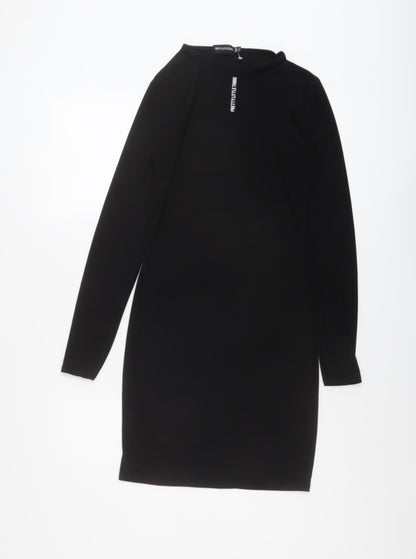 PRETTYLITTLETHING Womens Black Polyester Bodycon Size 8 Crew Neck Pullover