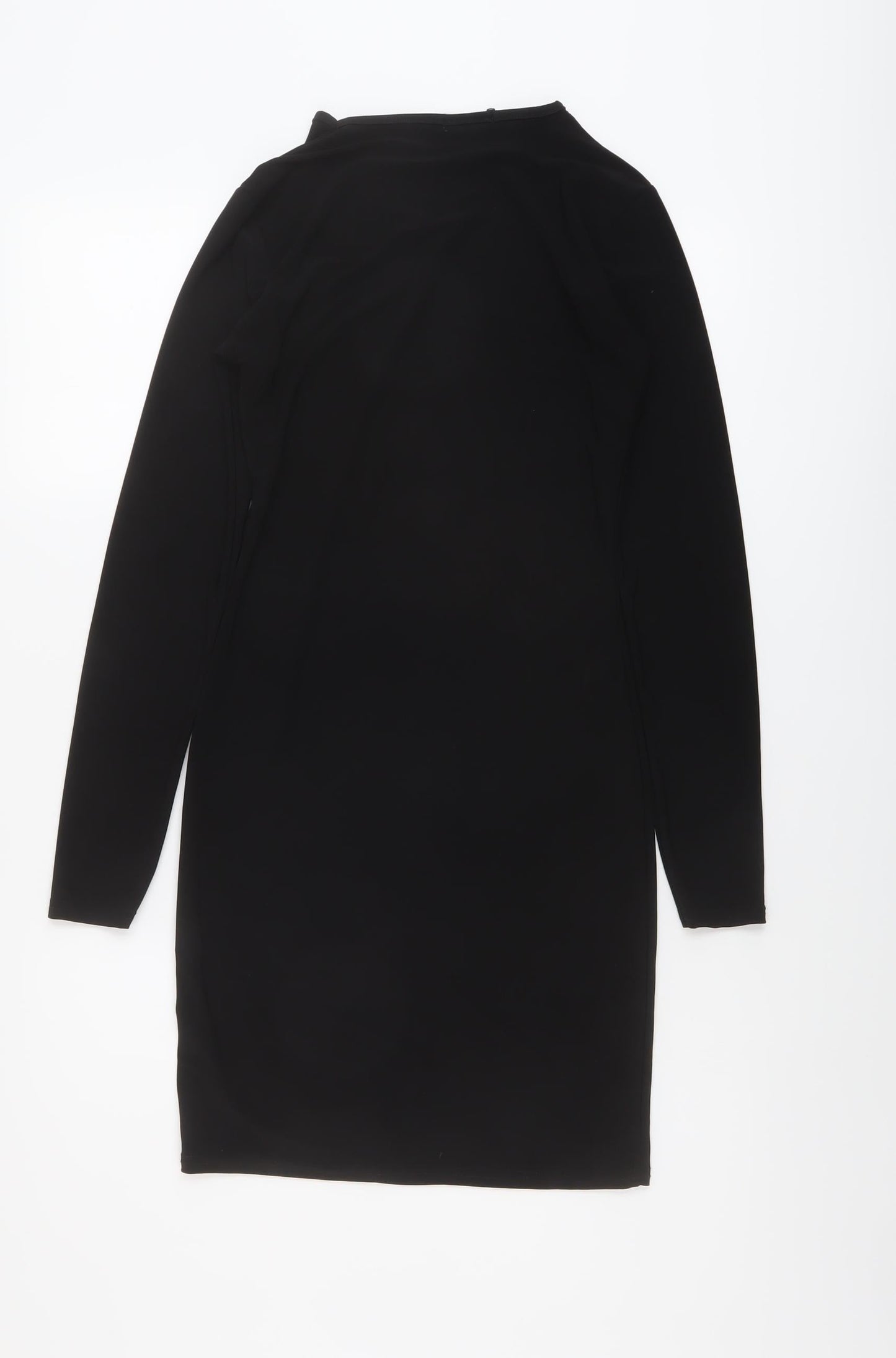 PRETTYLITTLETHING Womens Black Polyester Bodycon Size 8 Crew Neck Pullover