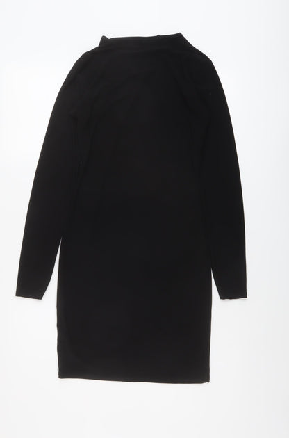 PRETTYLITTLETHING Womens Black Polyester Bodycon Size 8 Crew Neck Pullover