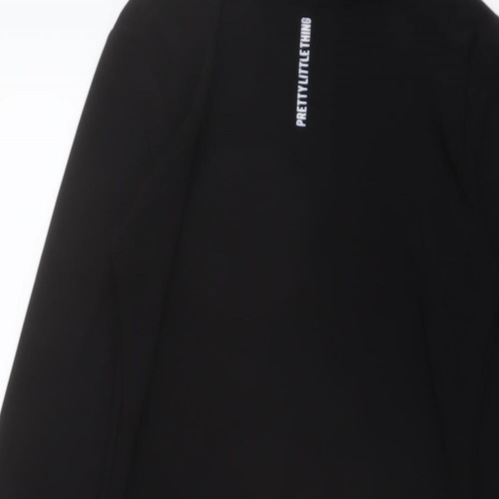 PRETTYLITTLETHING Womens Black Polyester Bodycon Size 8 Crew Neck Pullover