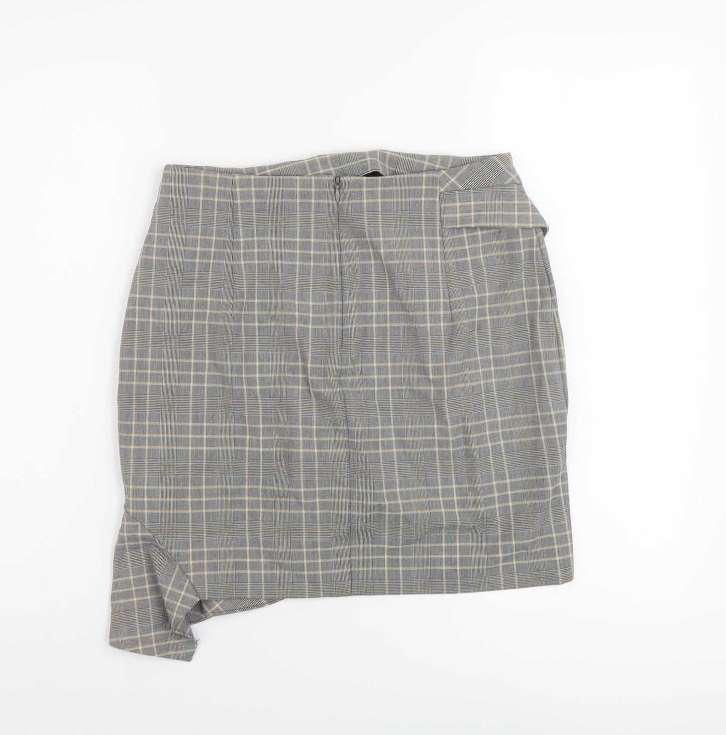 H&M Womens Grey Plaid Polyester A-Line Skirt Size 8 Zip
