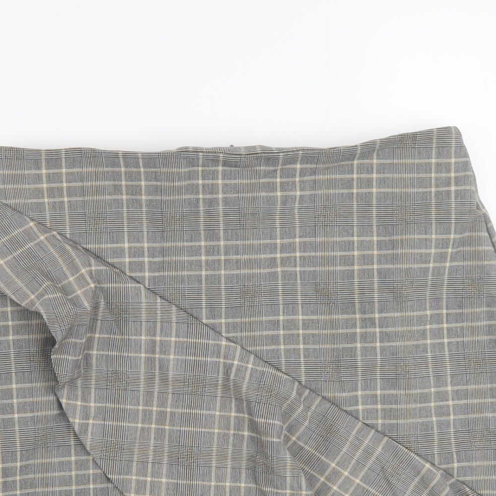 H&M Womens Grey Plaid Polyester A-Line Skirt Size 8 Zip