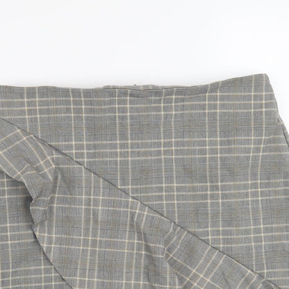 H&M Womens Grey Plaid Polyester A-Line Skirt Size 8 Zip