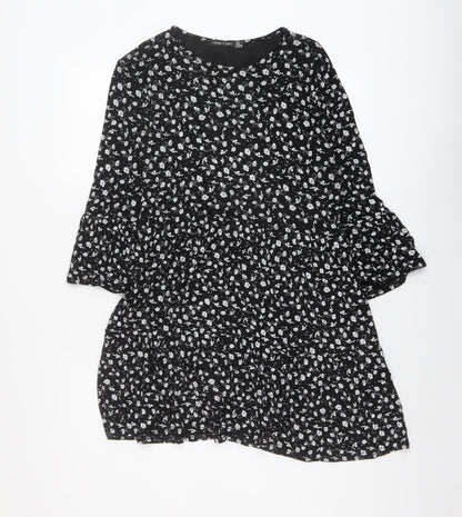 I SAW IT FIRST Womens Black Floral Viscose A-Line Size 12 Round Neck Pullover