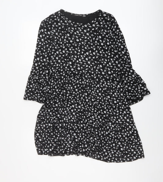 I SAW IT FIRST Womens Black Floral Viscose A-Line Size 12 Round Neck Pullover