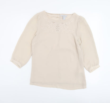 Womens UK Size 4 H&M Beige Basic Blouse