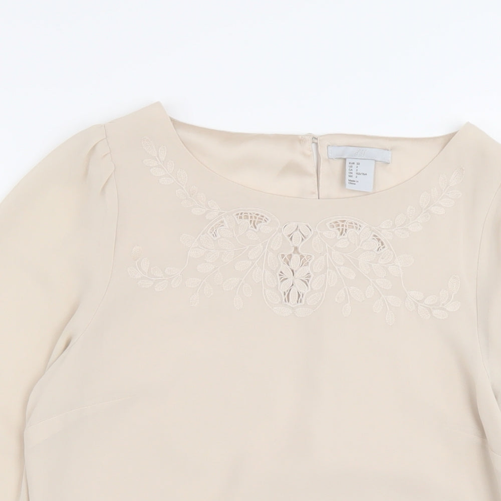 Womens UK Size 4 H&M Beige Basic Blouse