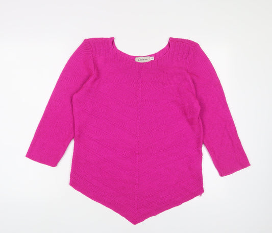 BASSINI Womens Purple V-Neck Acrylic Pullover Jumper Size L