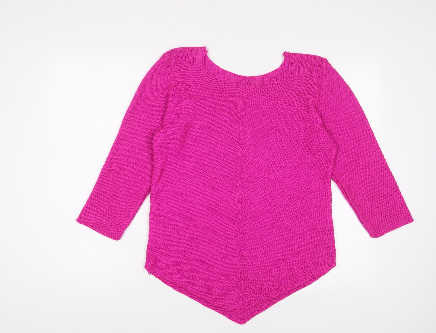 BASSINI Womens Purple V-Neck Acrylic Pullover Jumper Size L