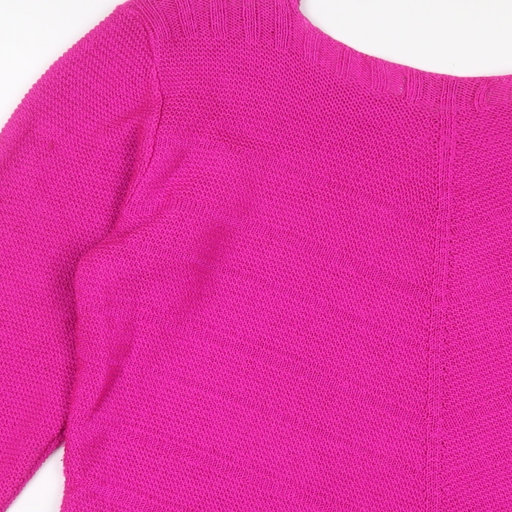 BASSINI Womens Purple V-Neck Acrylic Pullover Jumper Size L