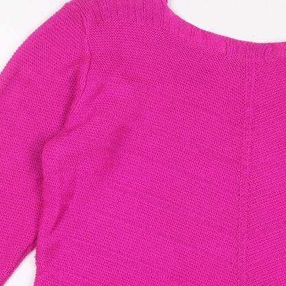 BASSINI Womens Purple V-Neck Acrylic Pullover Jumper Size L