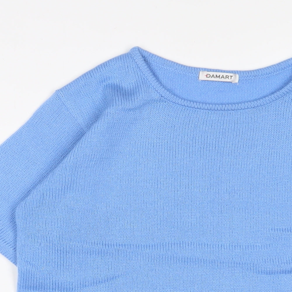 Damart Womens Blue Crew Neck Acrylic Pullover Jumper Size 12 - 10/12