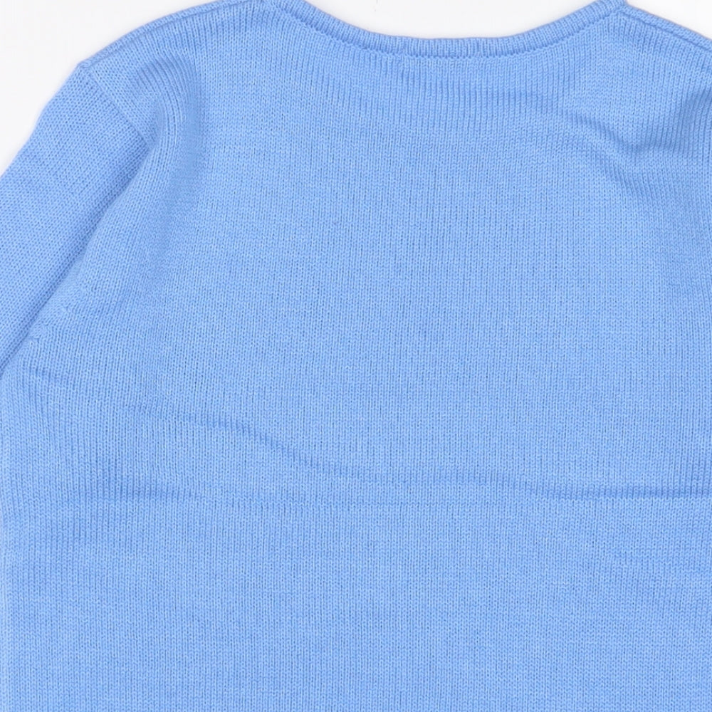 Damart Womens Blue Crew Neck Acrylic Pullover Jumper Size 12 - 10/12