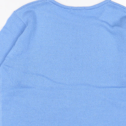 Damart Womens Blue Crew Neck Acrylic Pullover Jumper Size 12 - 10/12