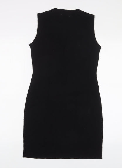Yu & Me Paris Womens Black Acrylic Jumper Dress Size S Crew Neck Pullover - S/M
