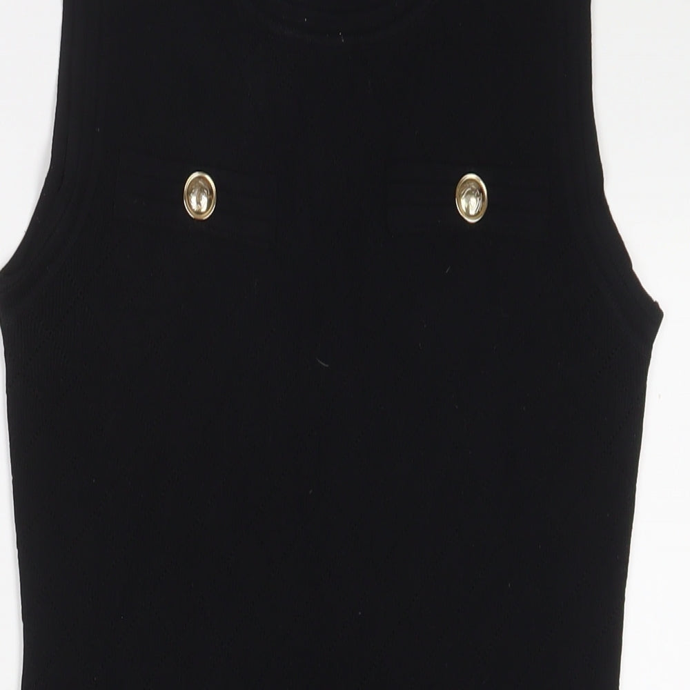Yu & Me Paris Womens Black Acrylic Jumper Dress Size S Crew Neck Pullover - S/M