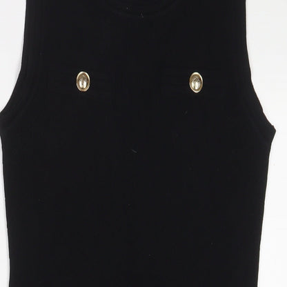 Yu & Me Paris Womens Black Acrylic Jumper Dress Size S Crew Neck Pullover - S/M
